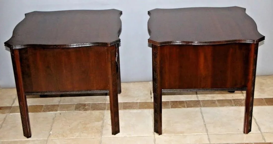 1980s Ethan Allen Nightstands End Tables Cabinets Sliding Pocket Doors - a Pair - 4