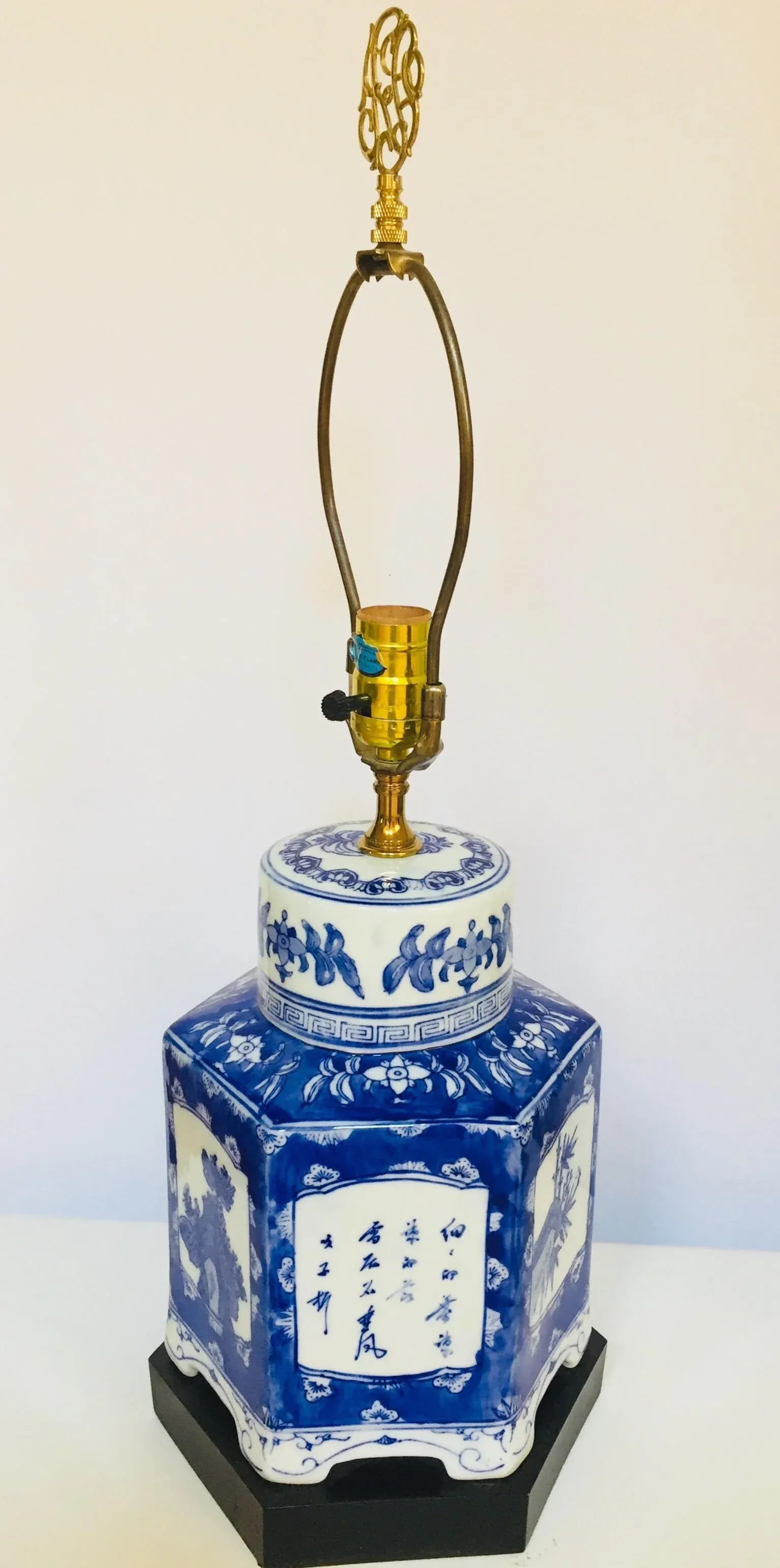 Blue and White Chinese Porcelain Tea Canisters Table Lamps - a Pair - 3