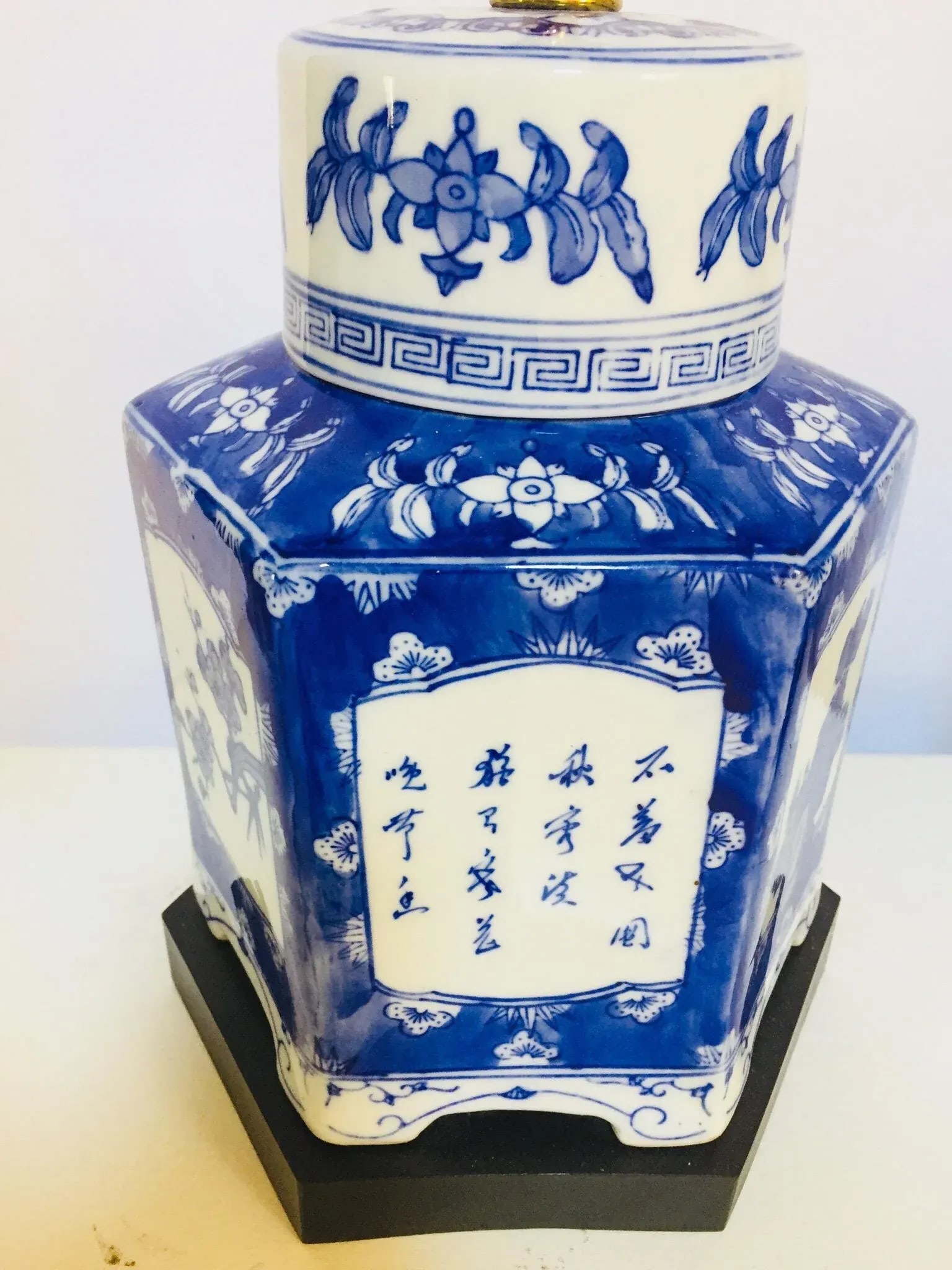 Blue and White Chinese Porcelain Tea Canisters Table Lamps - a Pair - 4