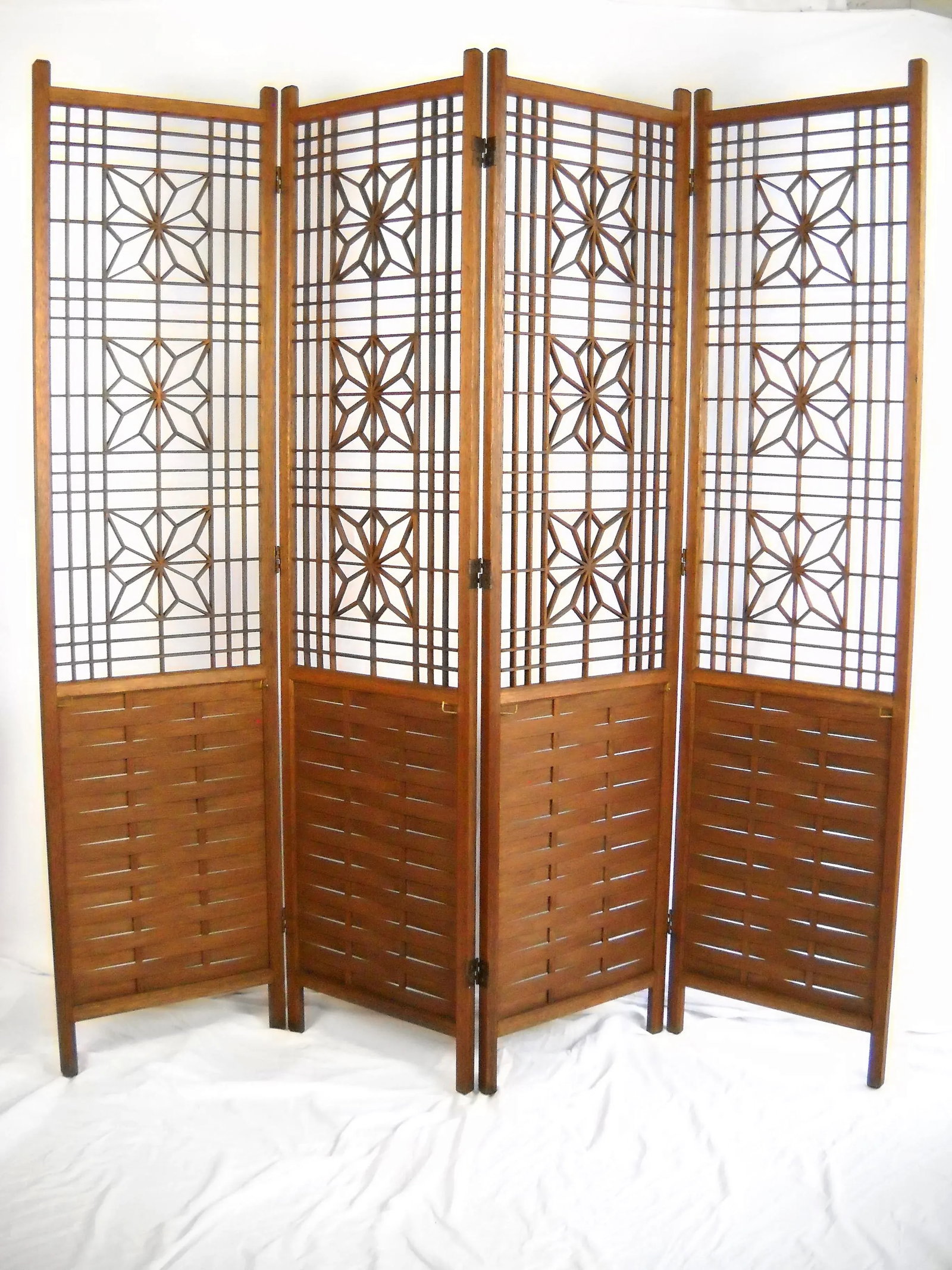 Reticulated Teak Screen With Shelves - 5