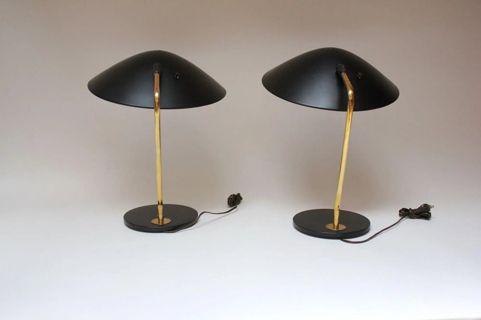 Pair of Gerald Thurston for Lightolier Brass and Metal Table Lamps - 8