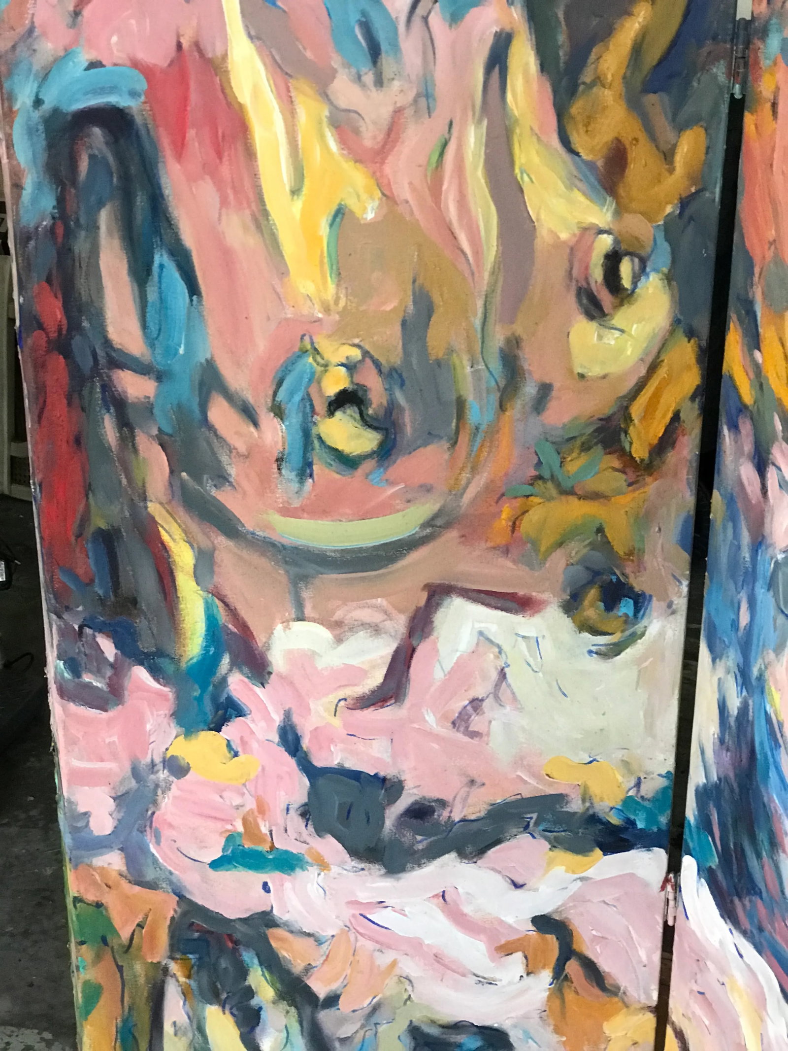 1980 Richard Beard Original Oil Painting Double Sided Room Divider Folding Screen - 5