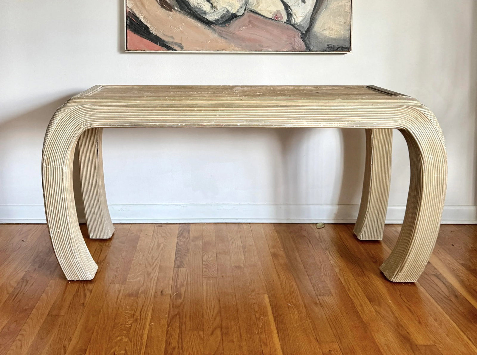 Late 20th Century Pencil Reed Console Entry Table in Style of Karl Springer - 3