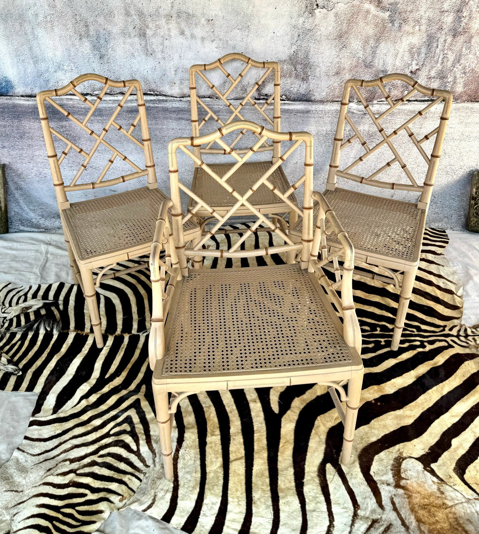 Set of Four Chinese Chippendale Faux Bamboo Chairs - 5