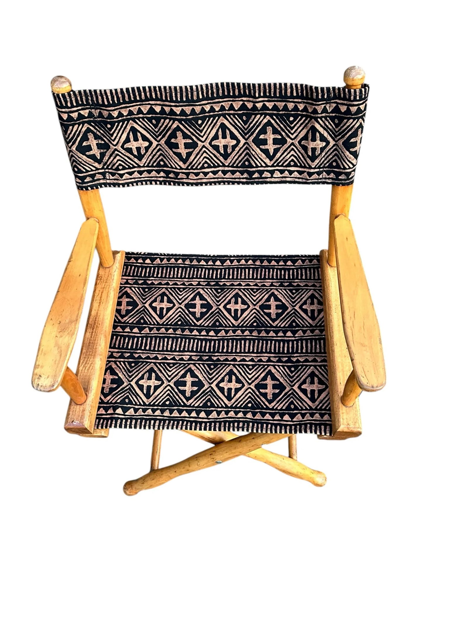 1960s Maple Folding Directors Camp Chair - A Pair With Original and New Textiles - 12