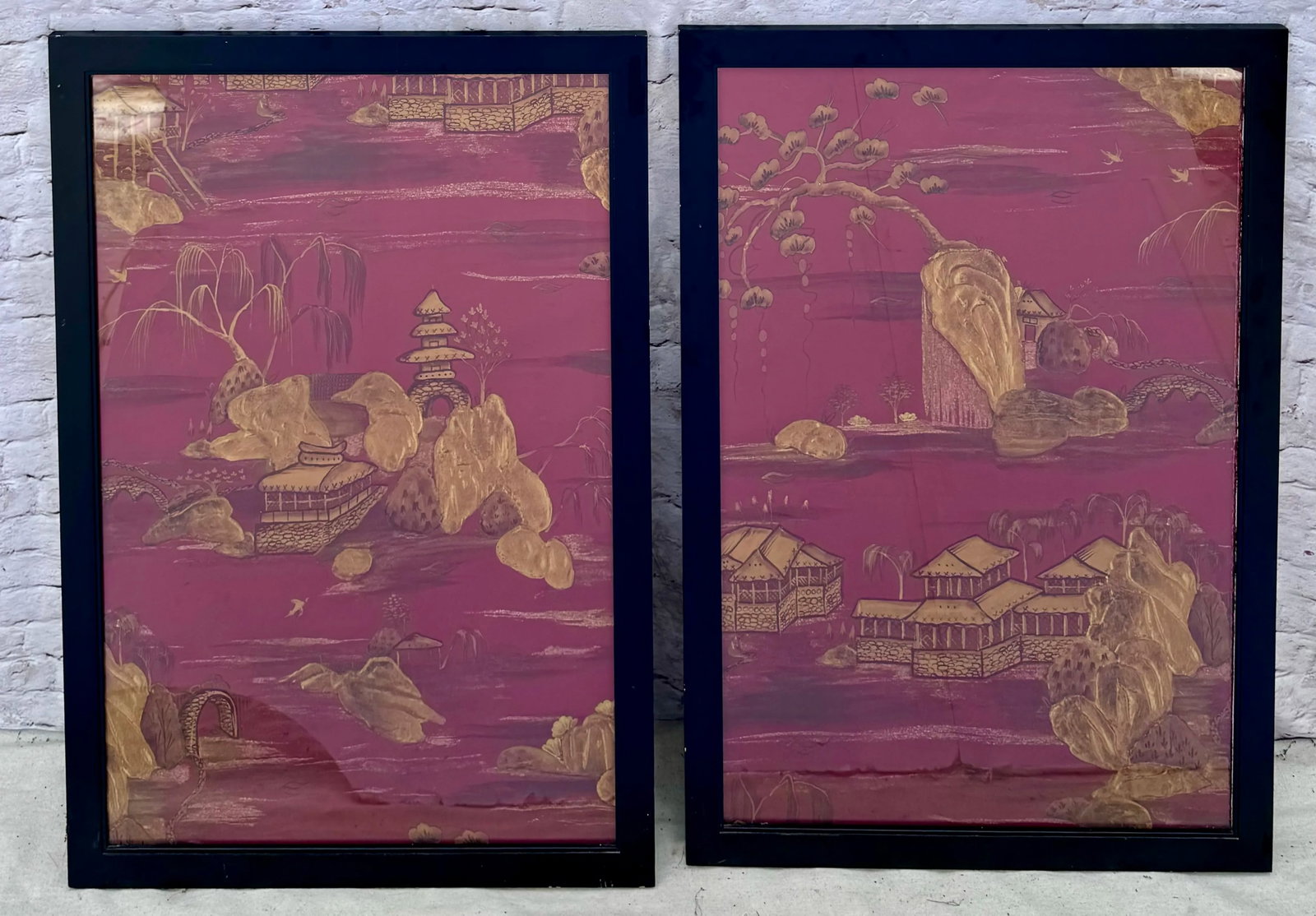 Pair Decorative Chinoiserie Panels - 9