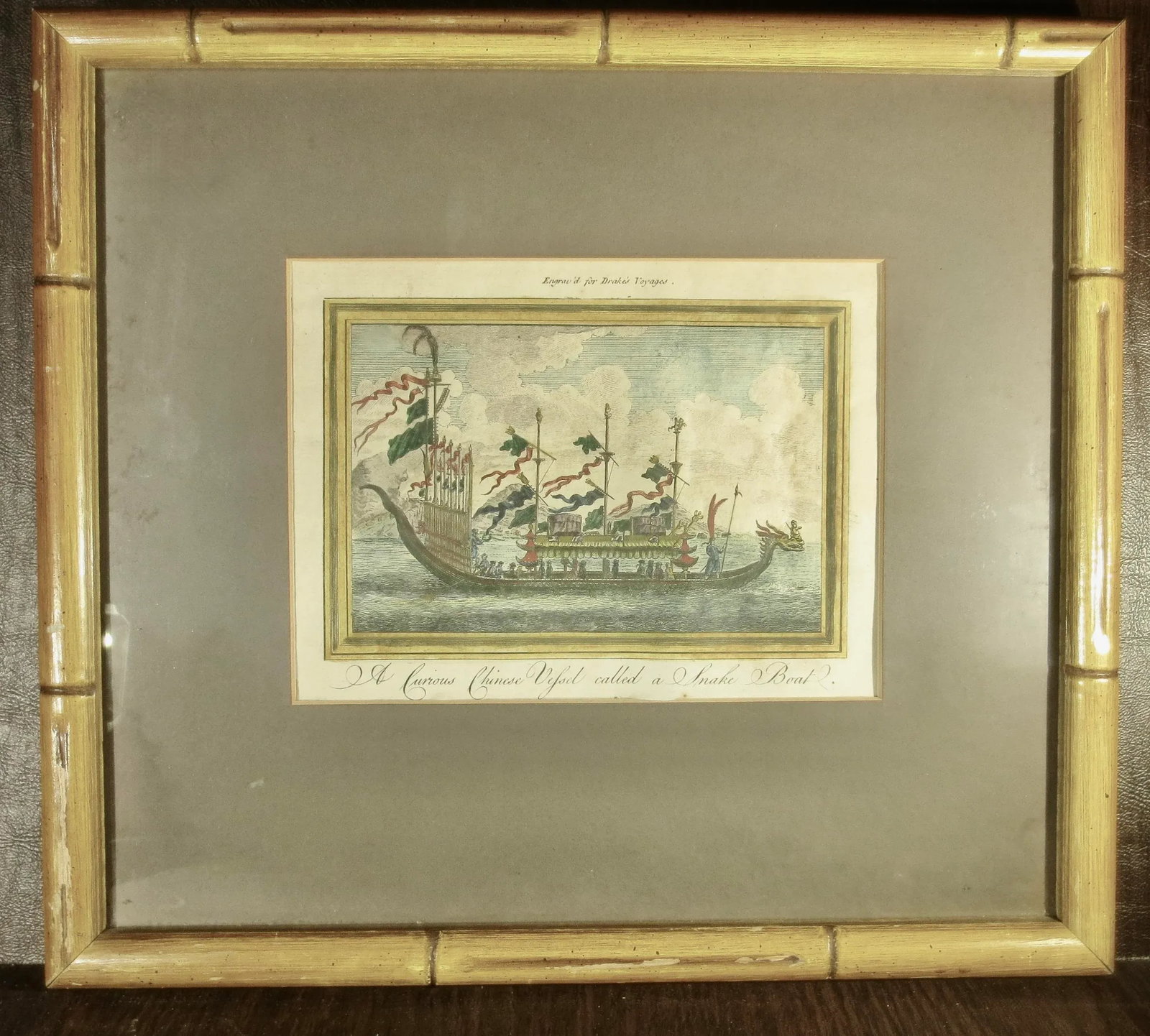 Engraving of Chinese Snake Boat Drakes Voyages Circa 1768 - 3