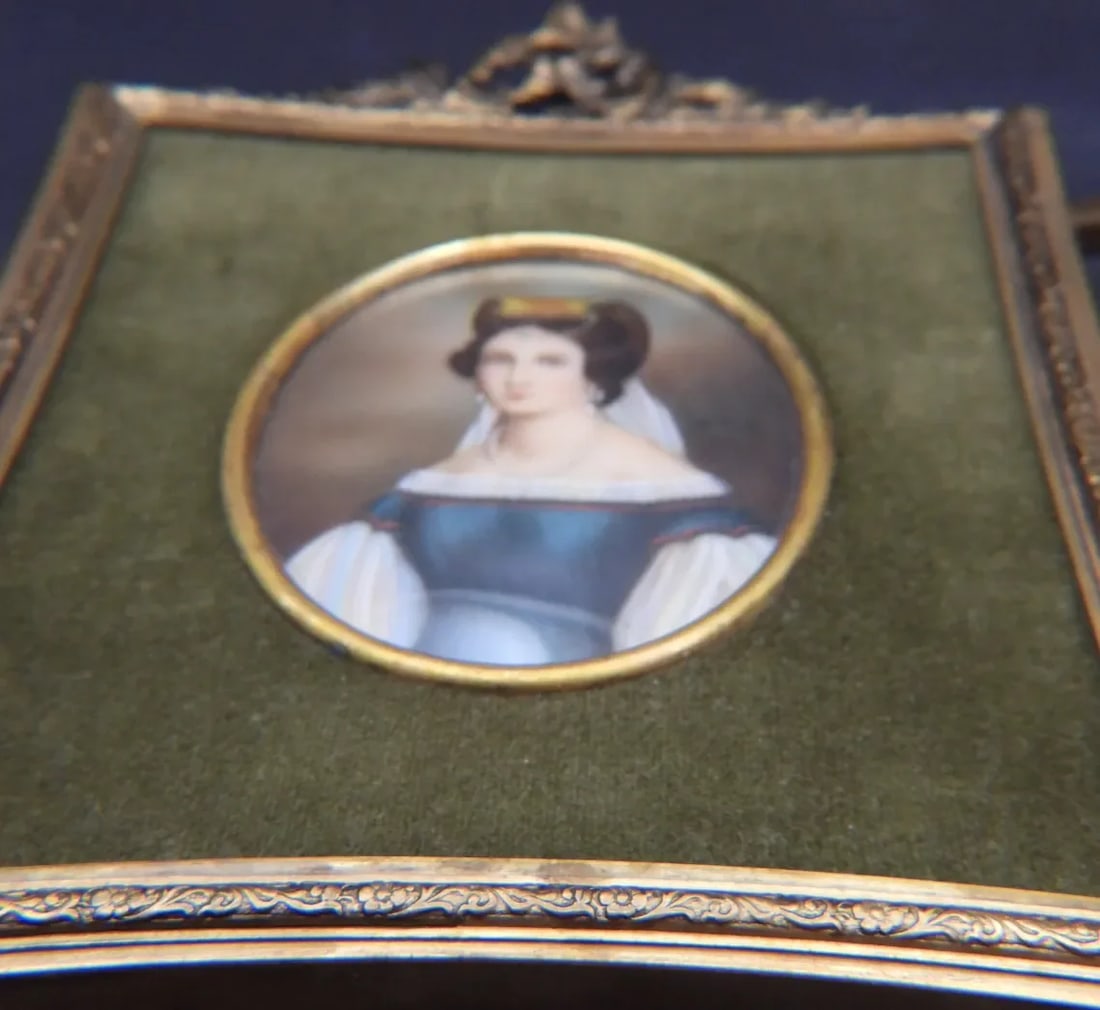 Pair of Miniature Portraits 19th Century European Continental Officer & His Wife Matilda & Joseph - 10