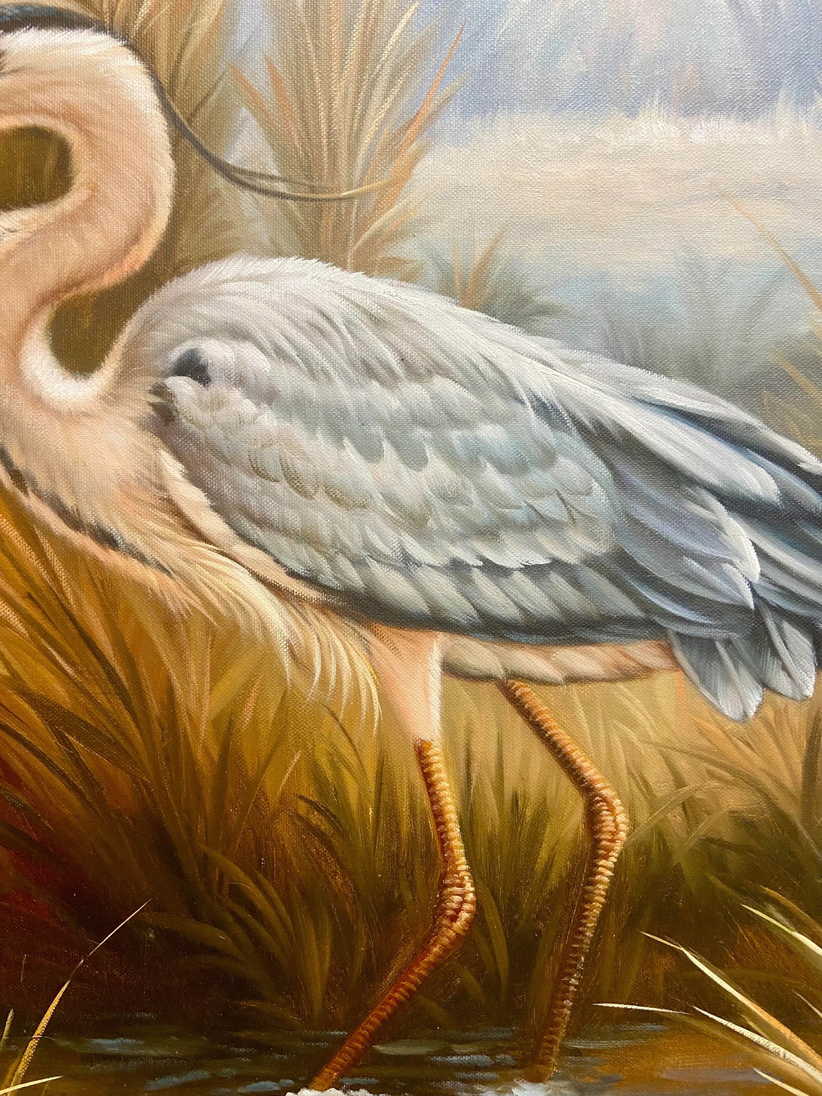 Contemporary Heron, Original Oil on Canvas, Framed - 3