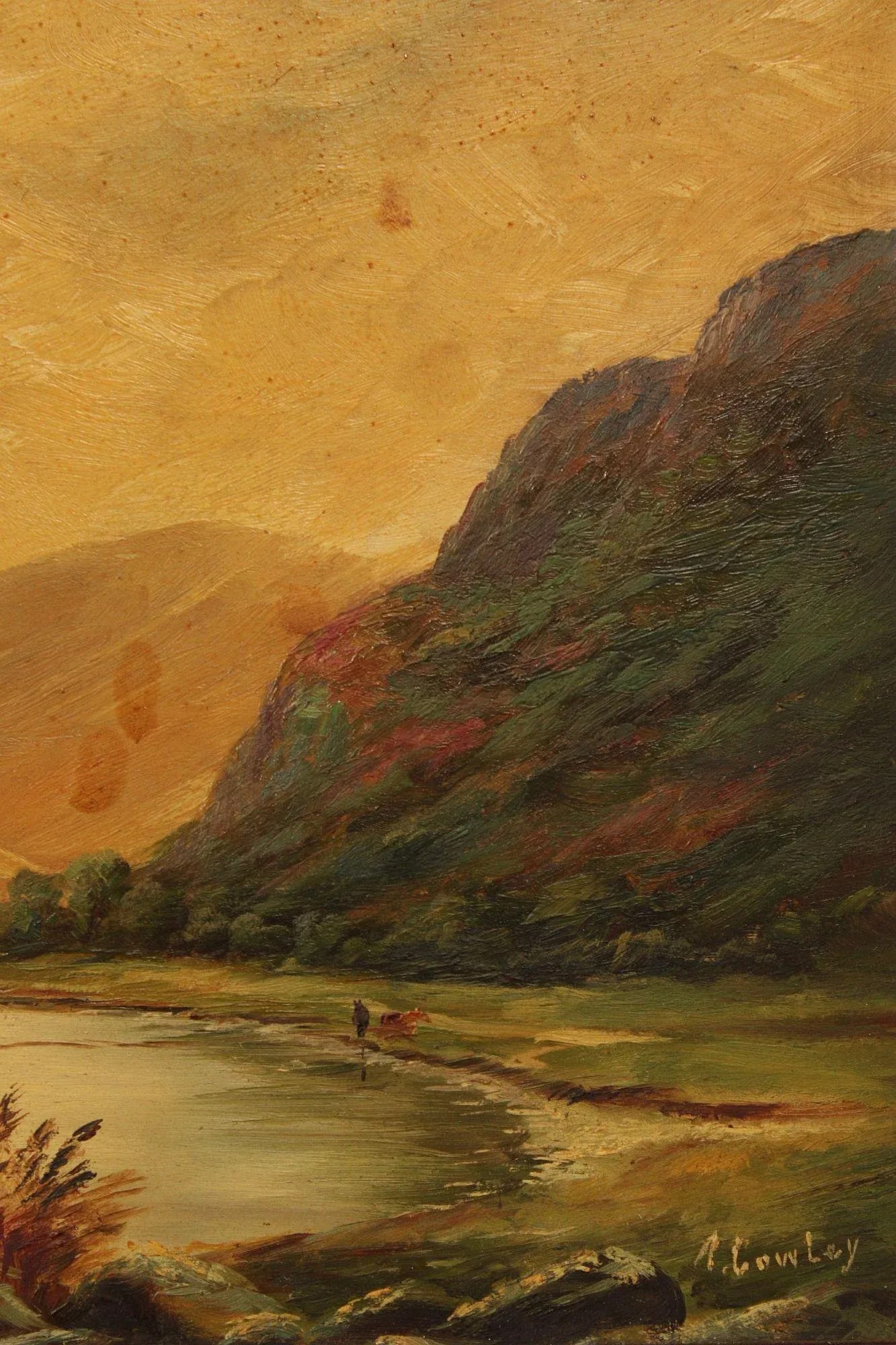 Mountain Landscape Oil Painting, Signed - 12