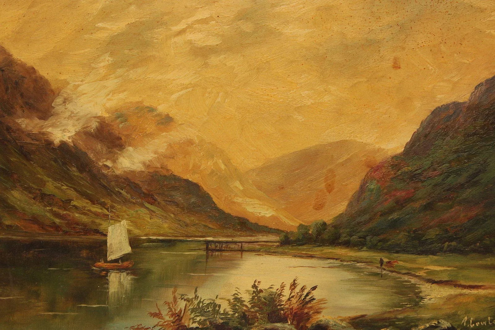 Mountain Landscape Oil Painting, Signed - 9