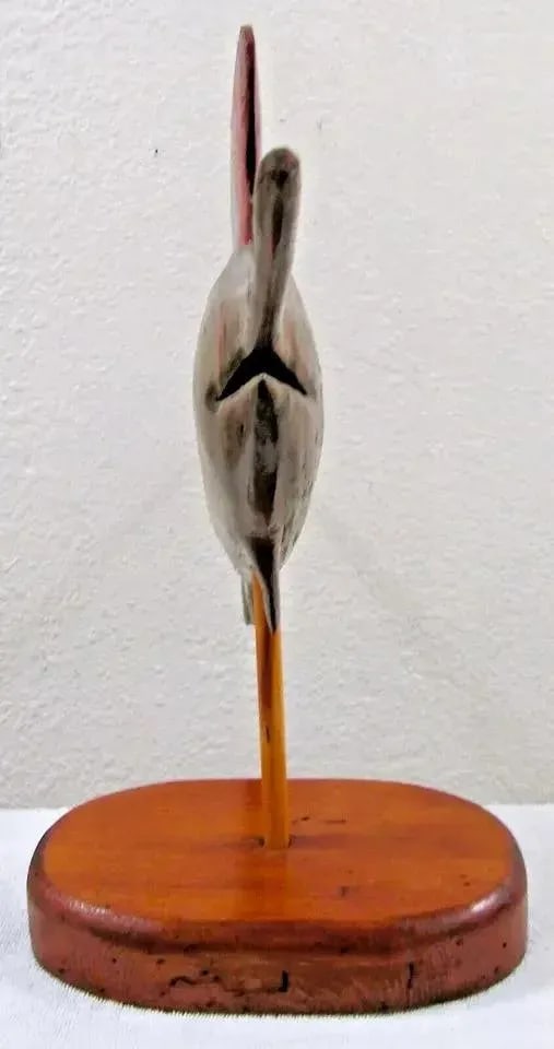 1970s Vintage Carved Silk Oak Wood Sailfish Swordfish Sculpture Signed on Cypress Base - 7