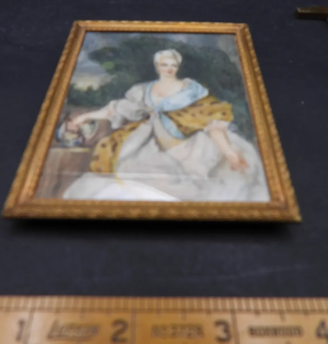 18th C French Louis XVI Court Style Miniature Portrait a Young Lady W Blue Shawl Signed Dumas - 6