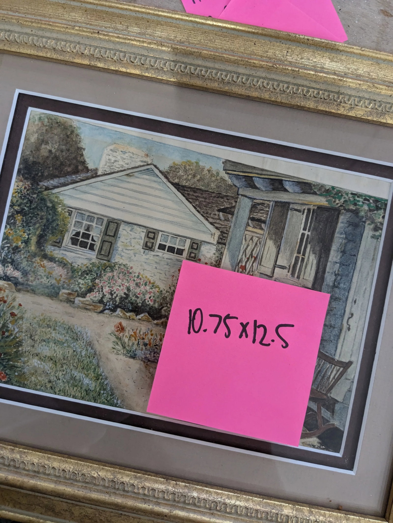 1920s Watercolor of Country Cottage by w.c. Vincent - Framed Vintage Landscape - 7