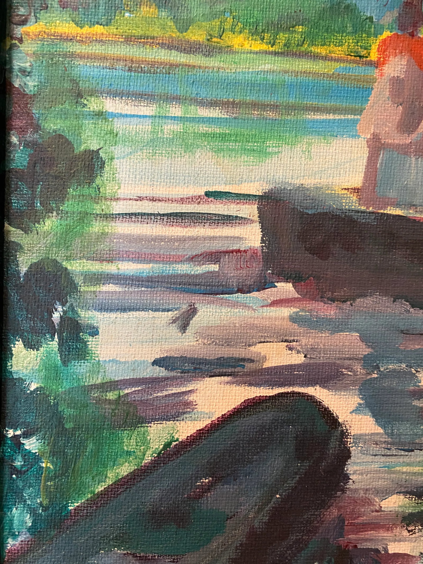 Framed Impressionist Lake Scene - Original Oil Painting - 4