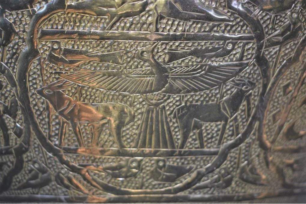 Vintage Syrian Brass Hand-Etched Cachepots - a Pair - 4