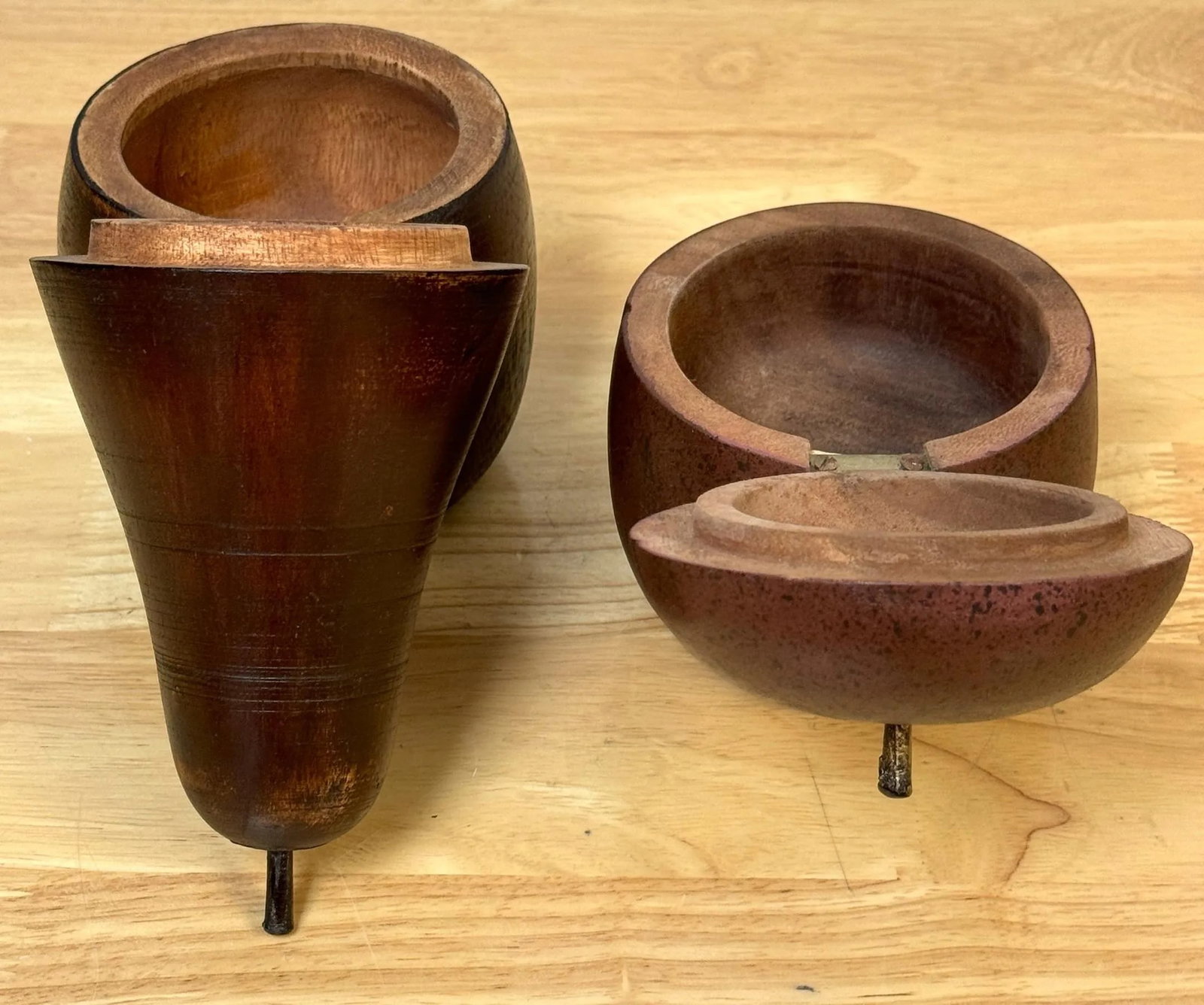 Two 20th C English Style Polychromed Carved Wood Apple & Pear Boxes/Tea Caddies - a Pair - 7