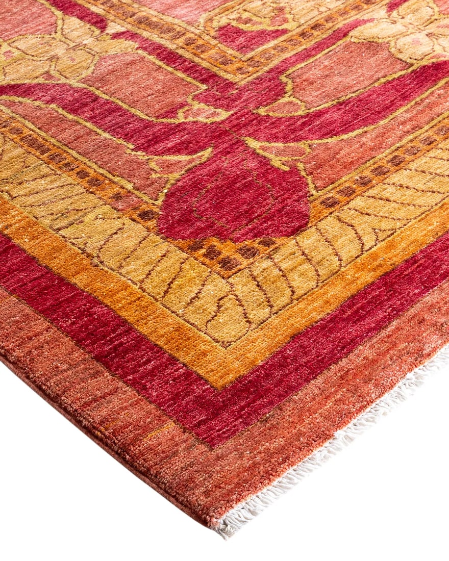 Arts & Crafts, One-of-a-Kind Hand-Knotted Area Rug - Pink, 8' 10" x 11' 10" - 2