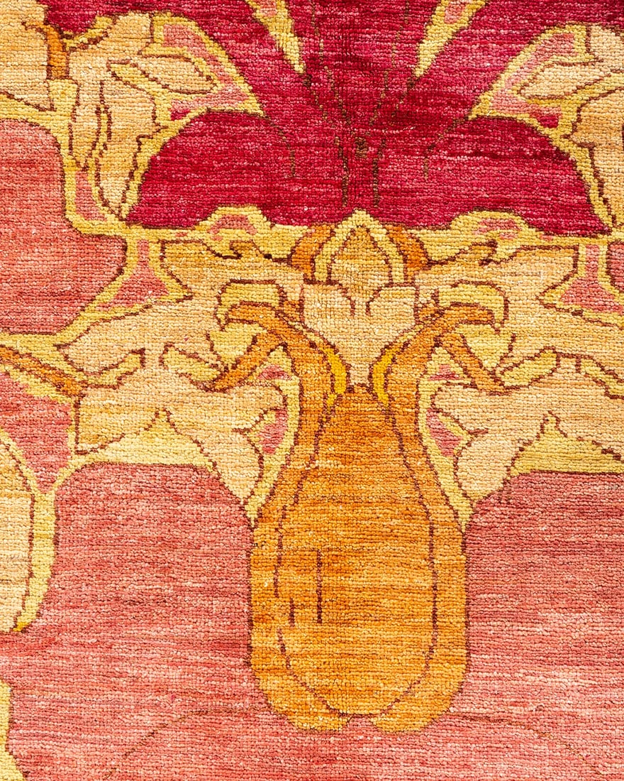 Arts & Crafts, One-of-a-Kind Hand-Knotted Area Rug - Pink, 8' 10" x 11' 10" - 3