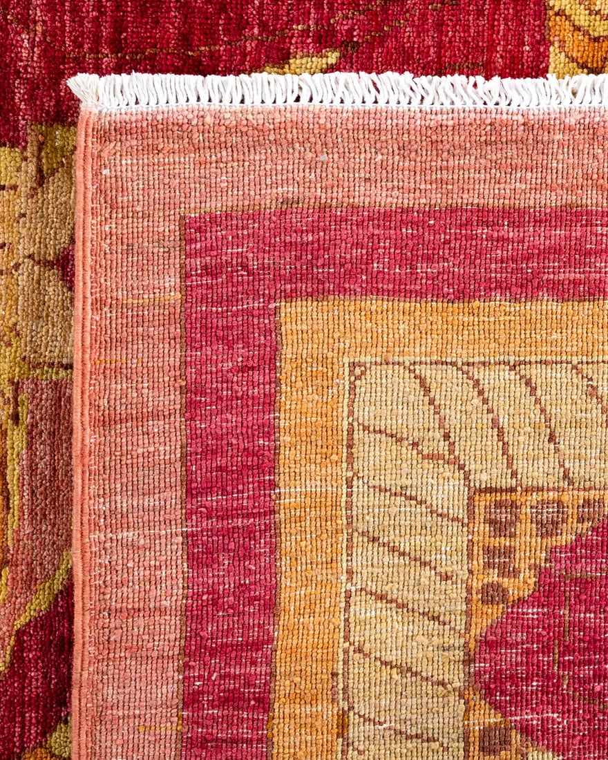 Arts & Crafts, One-of-a-Kind Hand-Knotted Area Rug - Pink, 8' 10" x 11' 10" - 5