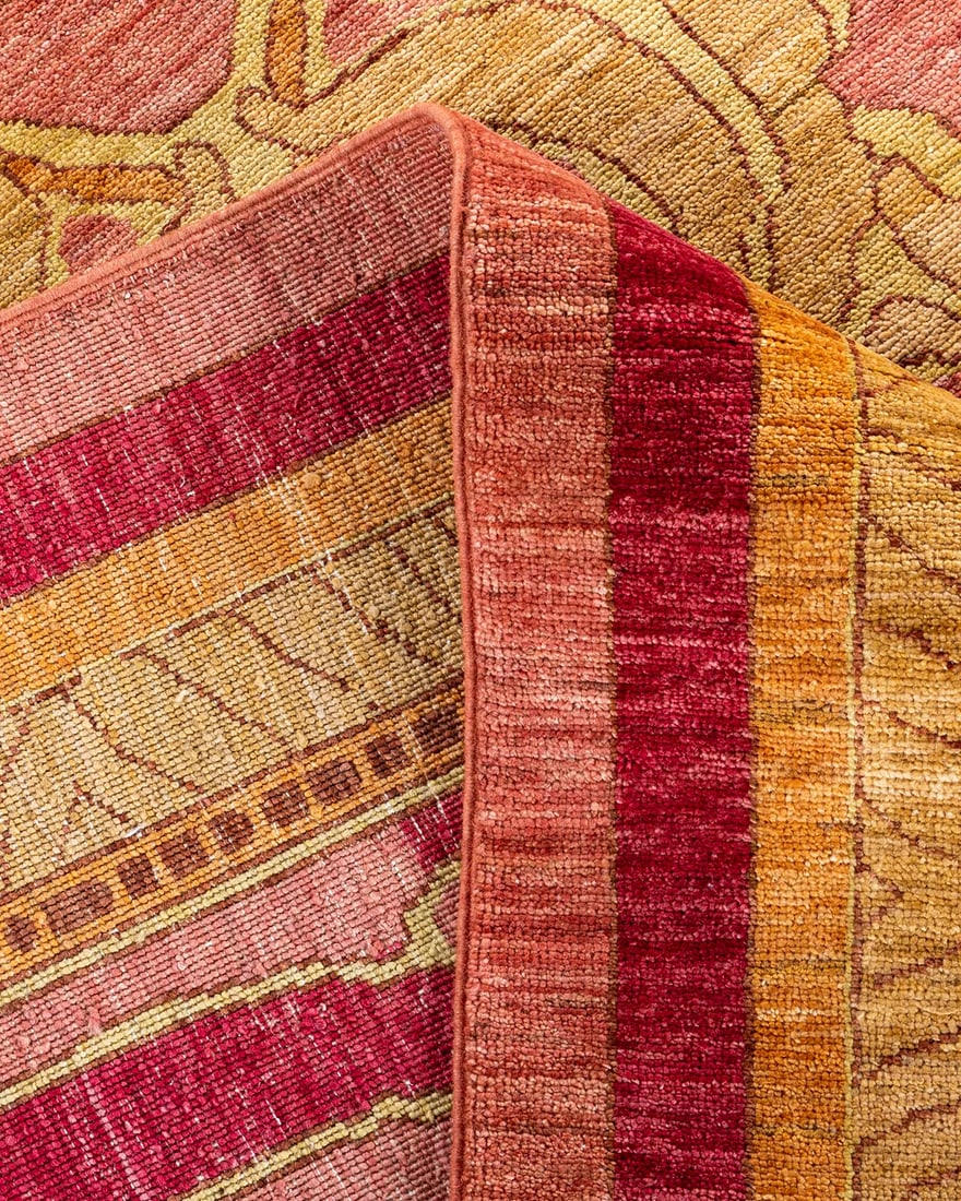 Arts & Crafts, One-of-a-Kind Hand-Knotted Area Rug - Pink, 8' 10" x 11' 10" - 6