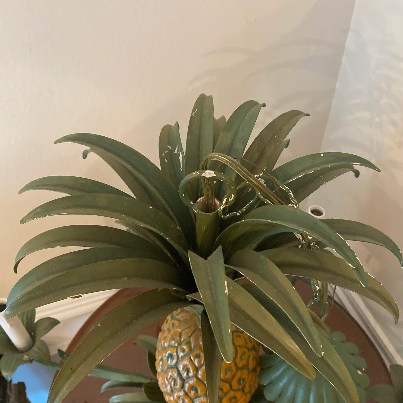 Vintage Italian Style Tole Pineapple 6 Light Chandelier - 6