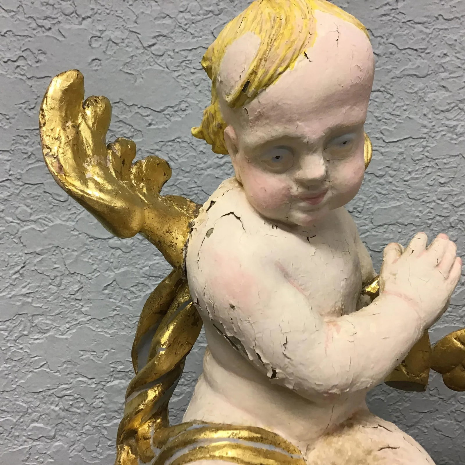 19th Century Wood Hand Carved Cherubs or Angels - a Pair - 5
