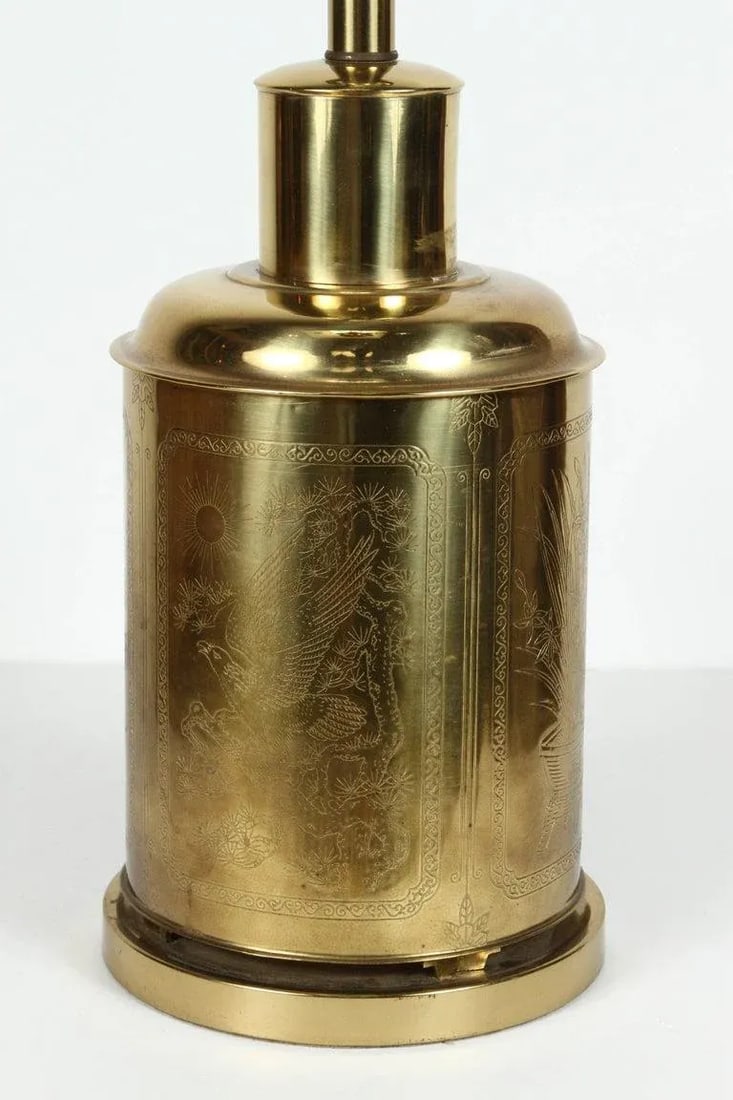1960s Chinoiserie Tea Canister Brass Table Lamp - 2
