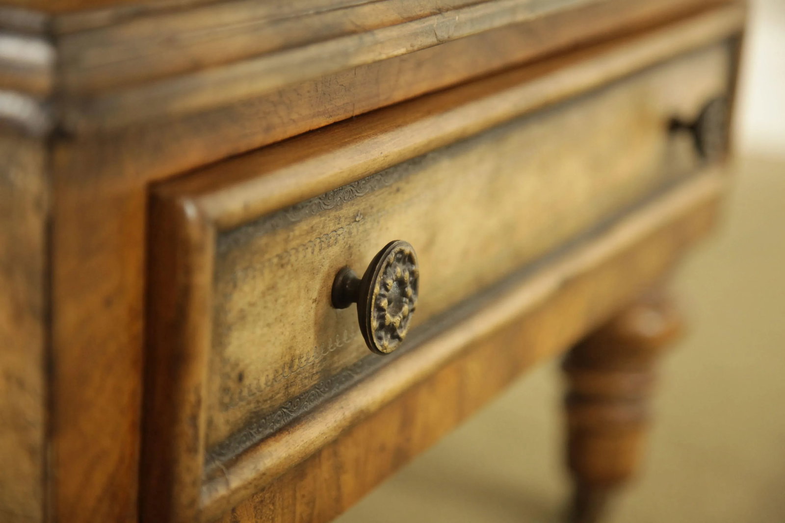 Regency Style Canterbury Magazine Rack With Drawer - 9