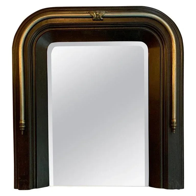 Late 19th Century Neoclassical Cast Iron and Brass Wall Mirror - 10