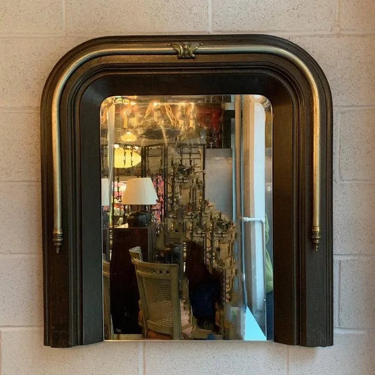 Late 19th Century Neoclassical Cast Iron and Brass Wall Mirror - 2