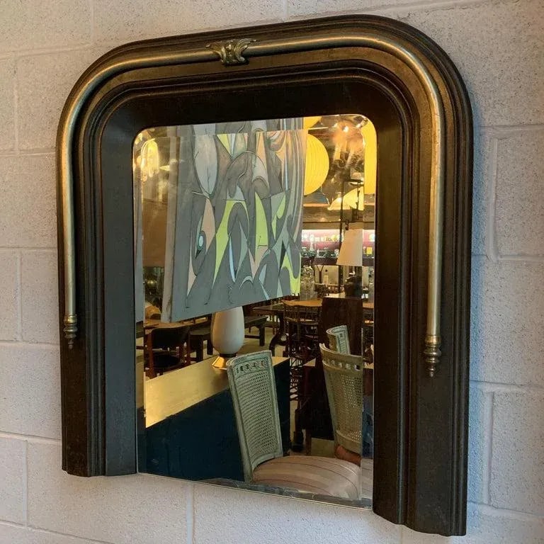 Late 19th Century Neoclassical Cast Iron and Brass Wall Mirror - 4
