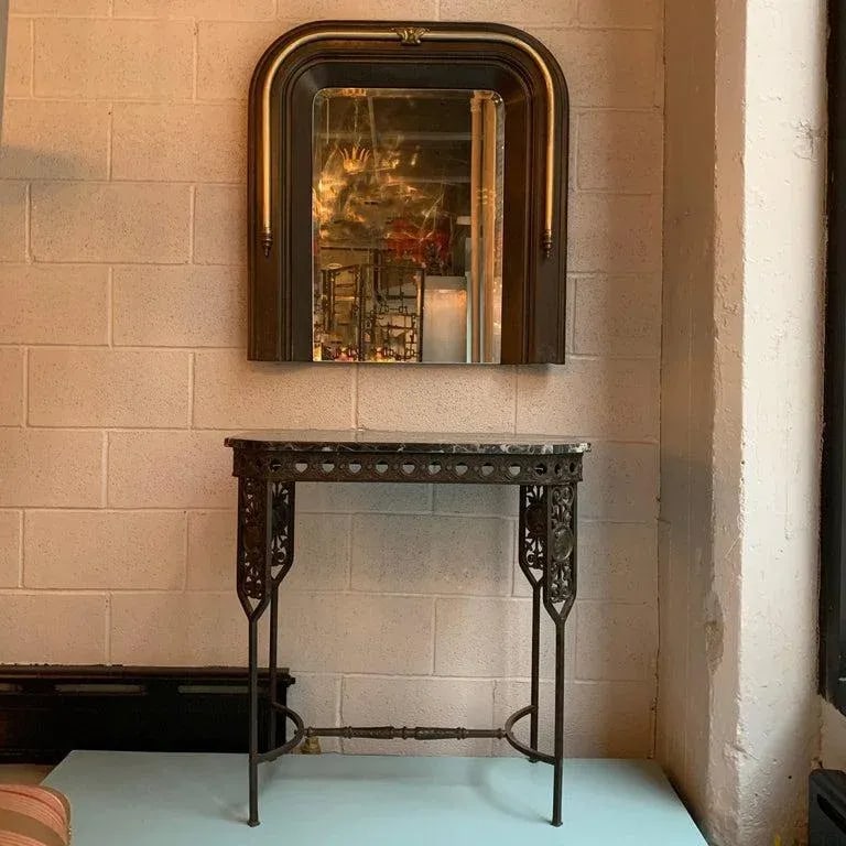 Late 19th Century Neoclassical Cast Iron and Brass Wall Mirror - 6