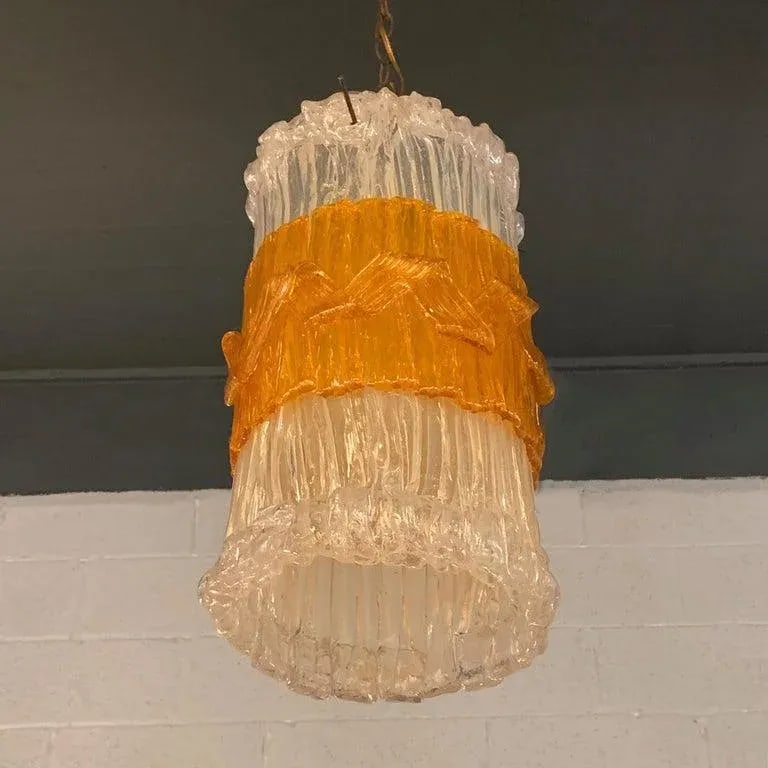Mid-Century Brutalist Lucite Cylinder Pendant Light - 4