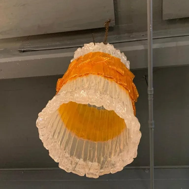 Mid-Century Brutalist Lucite Cylinder Pendant Light - 7