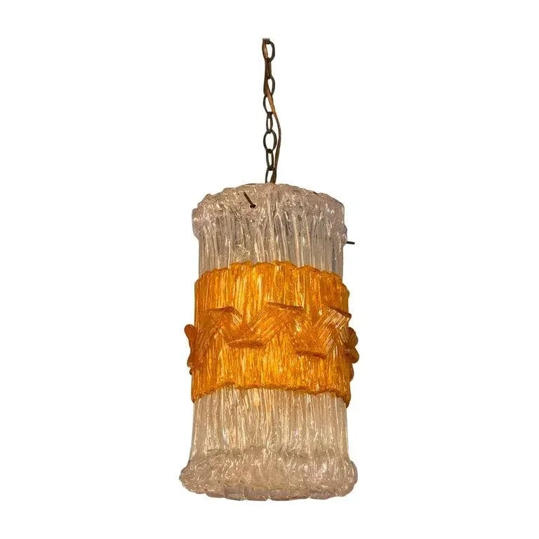 Mid-Century Brutalist Lucite Cylinder Pendant Light - 8