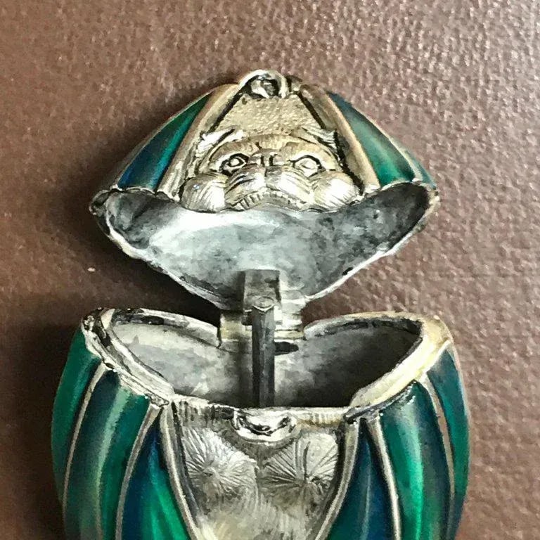 Mid 20th Century Silver Plated and Enameled Bat Matchsafe - 3