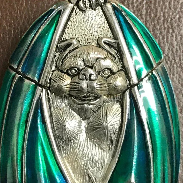 Mid 20th Century Silver Plated and Enameled Bat Matchsafe - 5