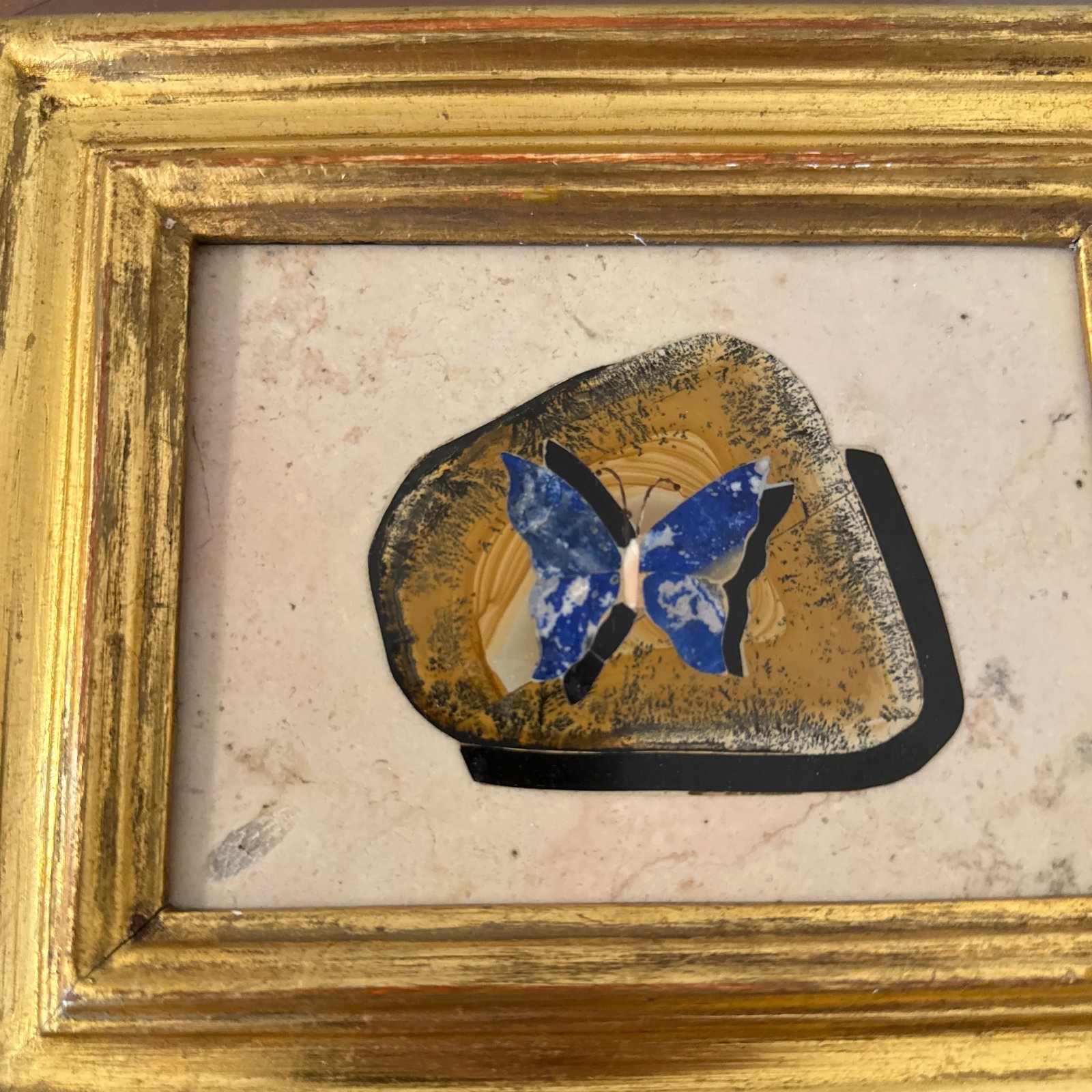 Vintage Italian Pietra Dura Butterfly Plaque - 3