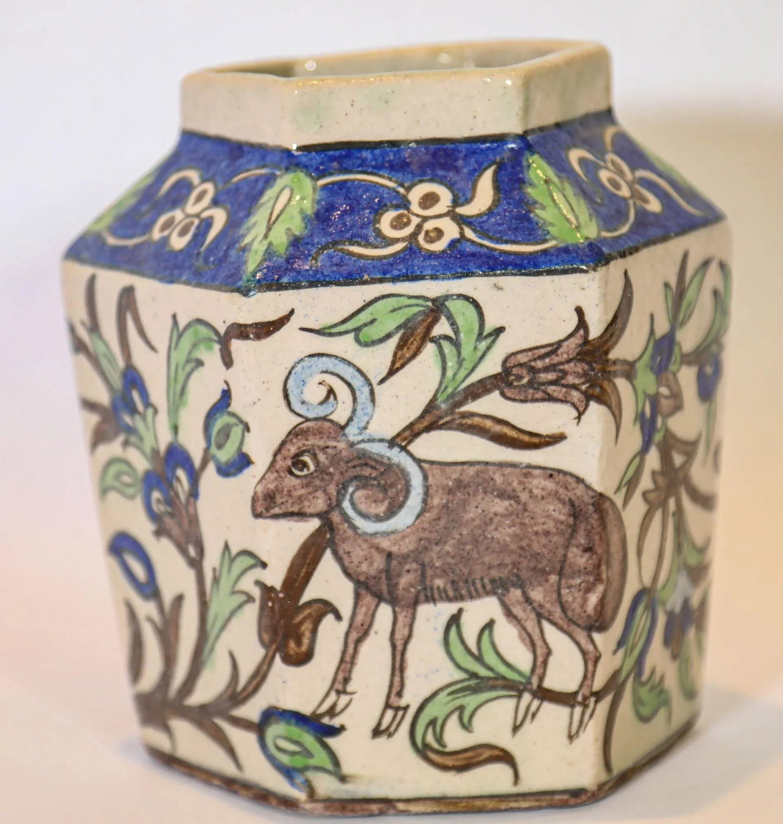 Antique Islamic Persian Qajar Dynasty Glazed Pottery Vase - 4