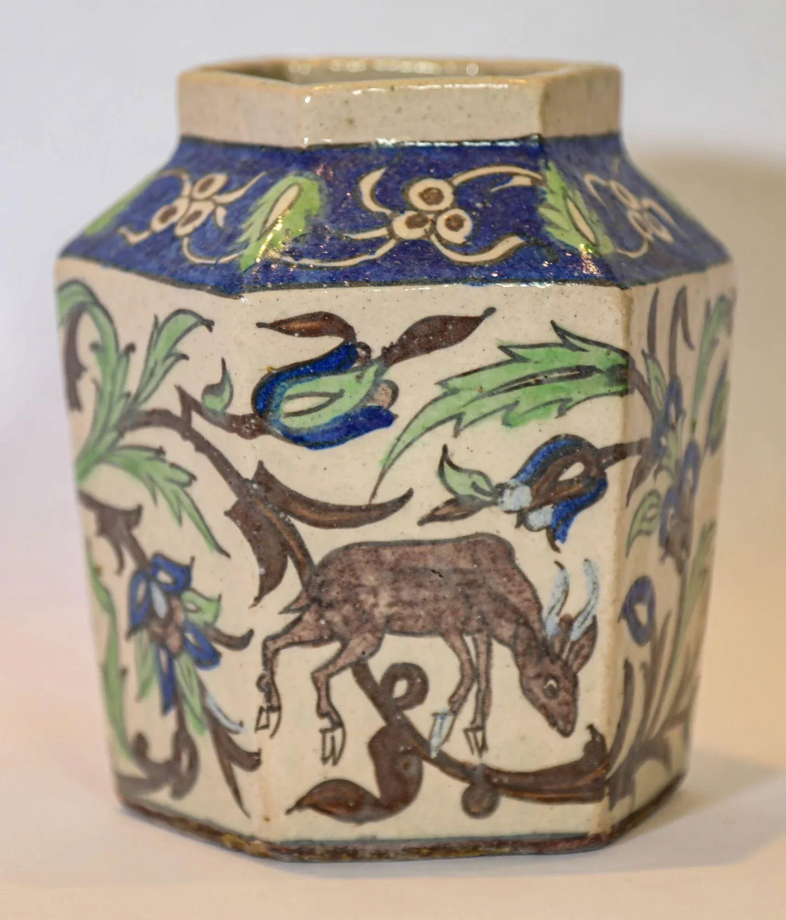 Antique Islamic Persian Qajar Dynasty Glazed Pottery Vase - 6