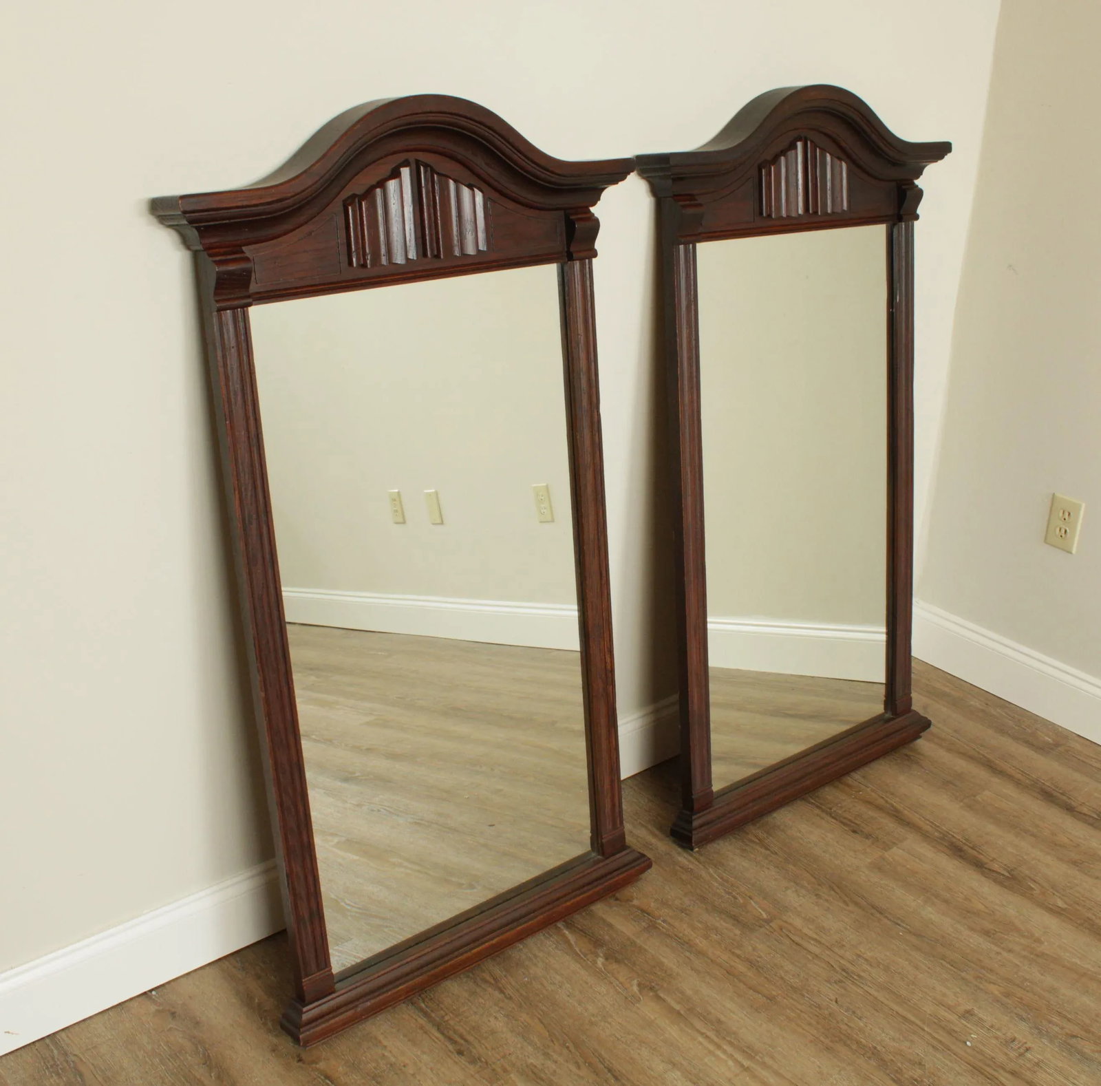 Ethan Allen Royal Charter Oak Vintage Jacobean Style Wall Mirrors - a Pair - 2