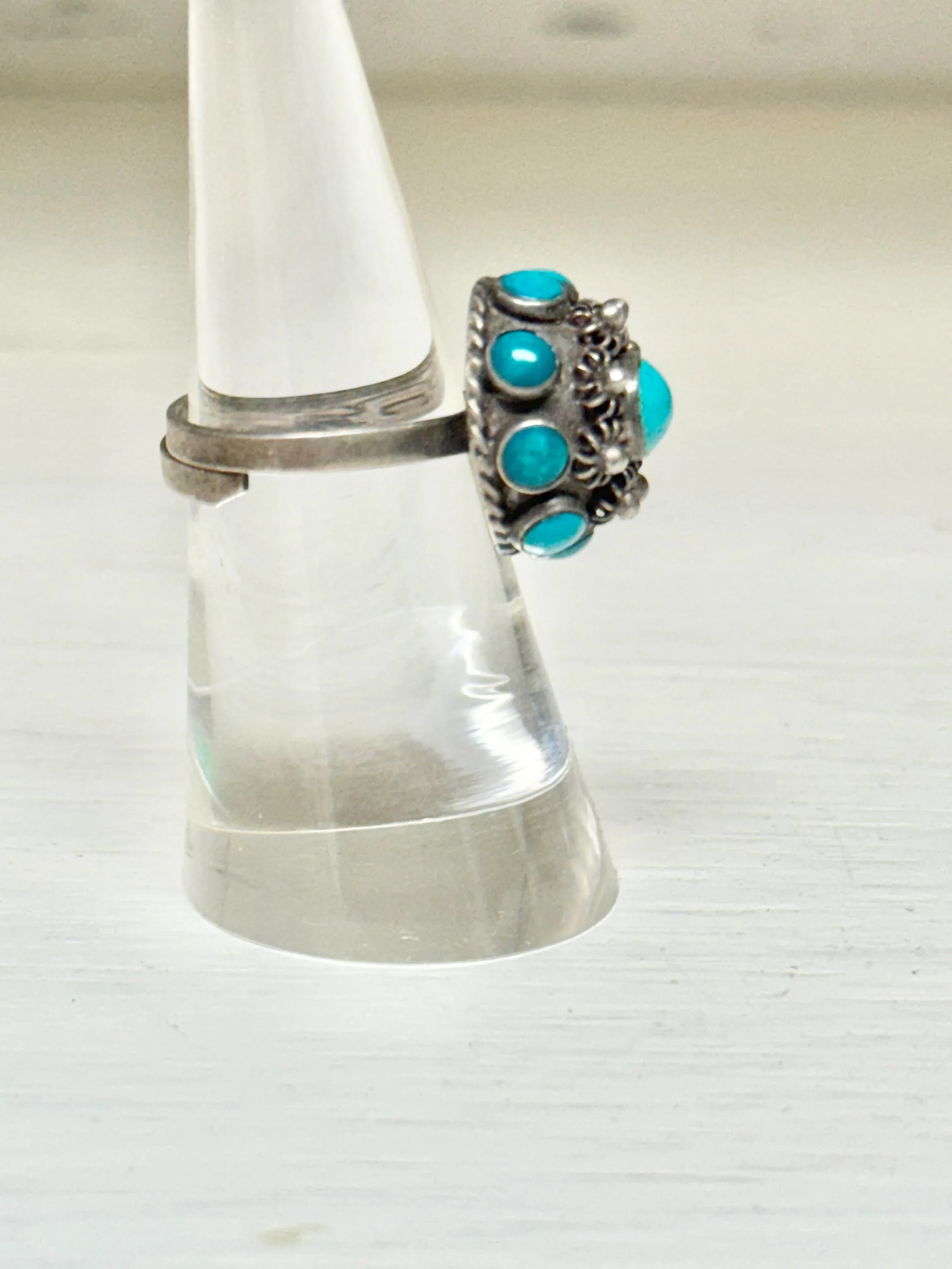Vintage Sterling Silver and Turquoise Bohemian Style Ring - 3