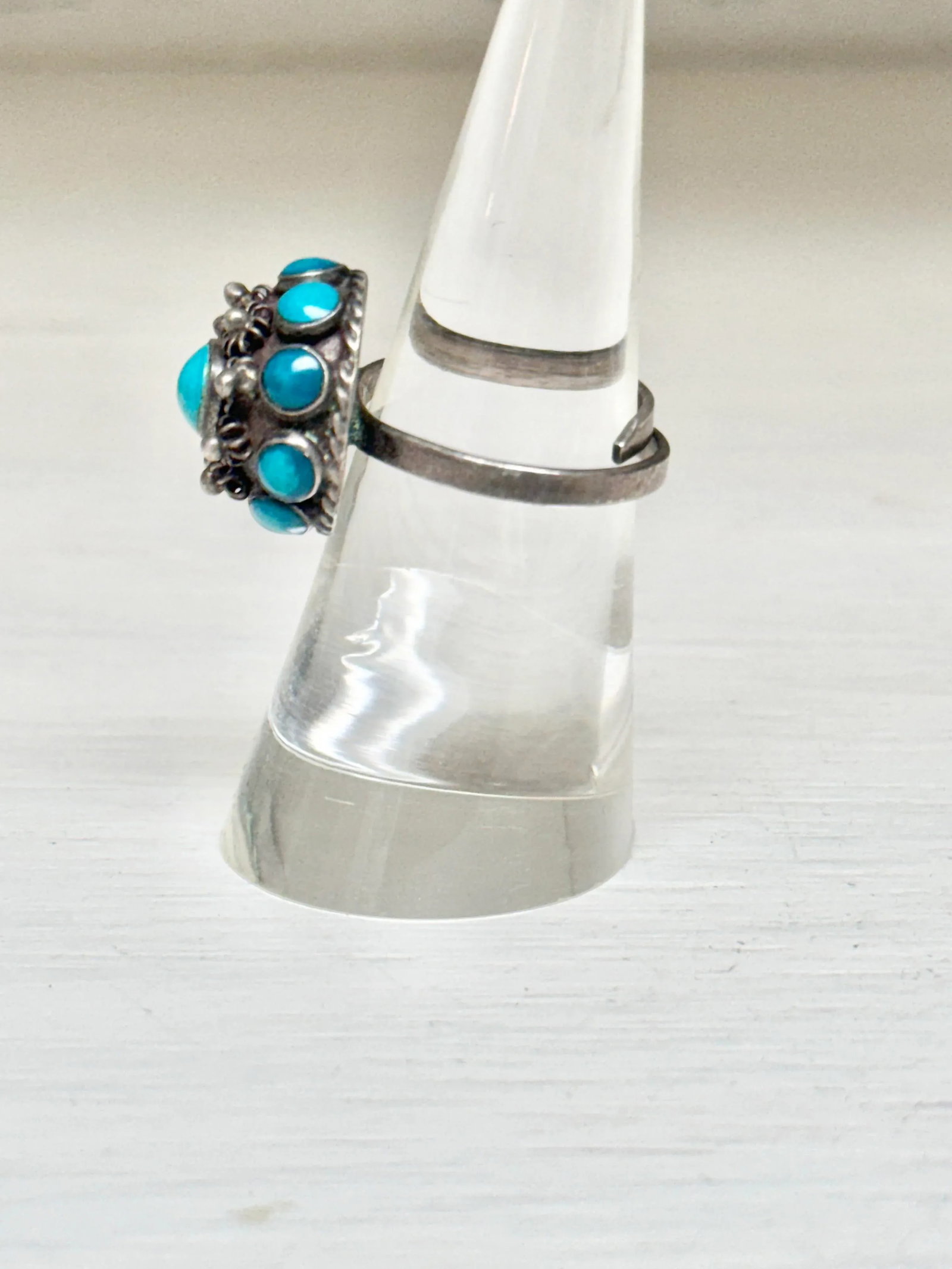 Vintage Sterling Silver and Turquoise Bohemian Style Ring - 4