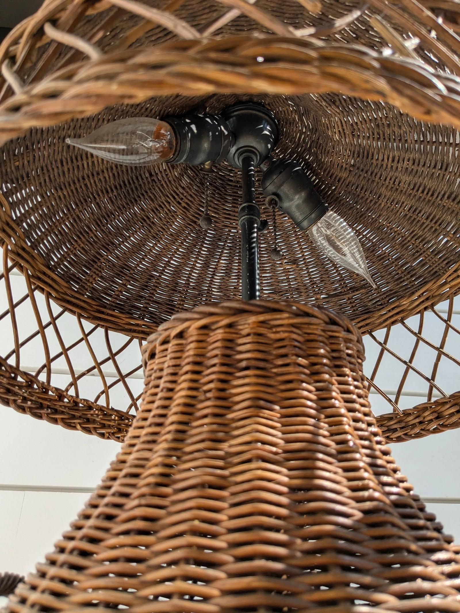 Antique Wicker Arts & Crafts Table Lamp - Early 20th Century - 3