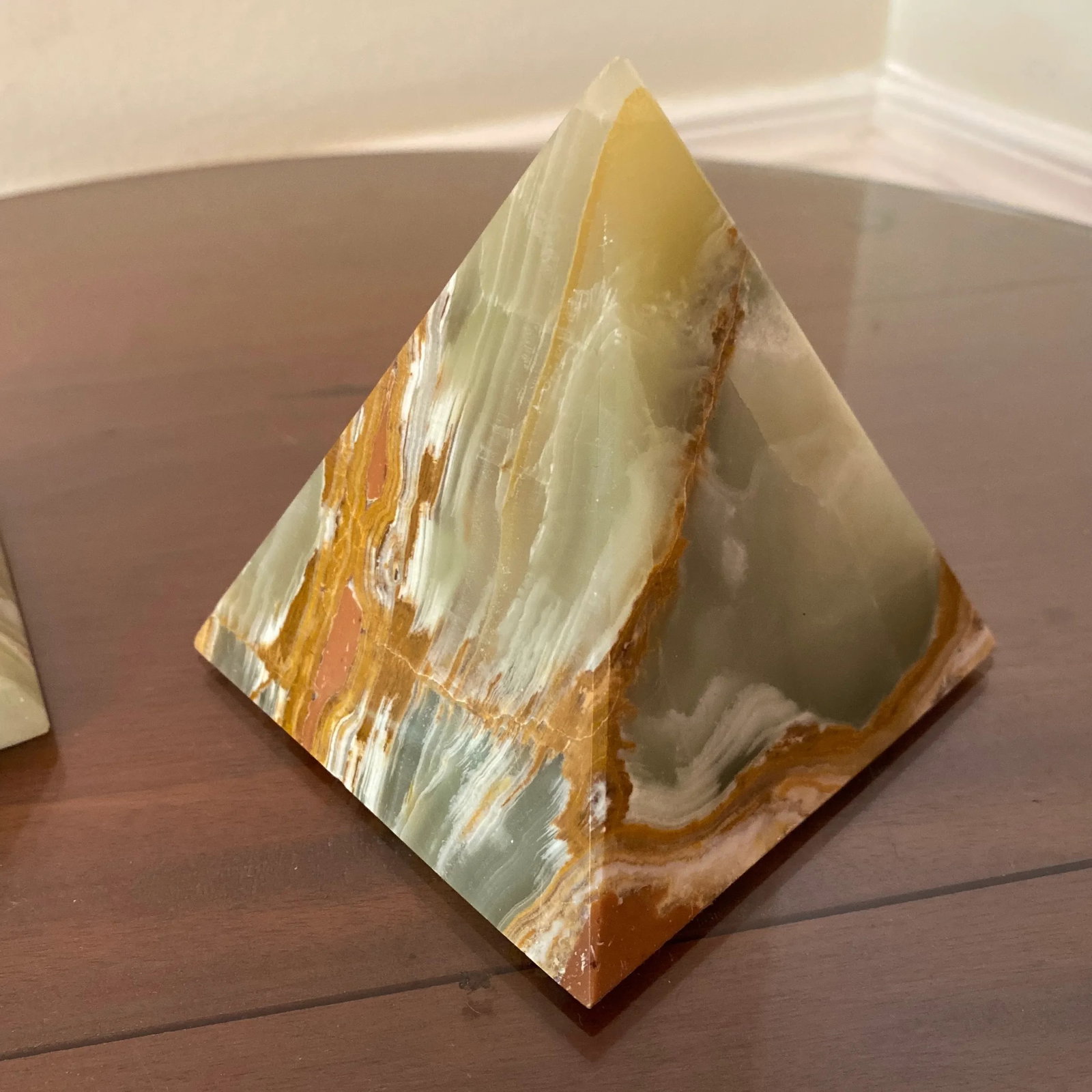 Pair of Vintage Green Onyx Pyramid Bookends - 6