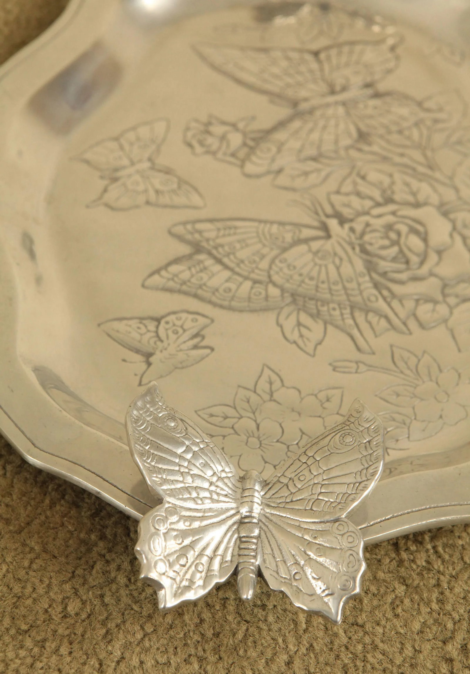 Arthur Court Aluminum Butterfly Serving Tray - 4