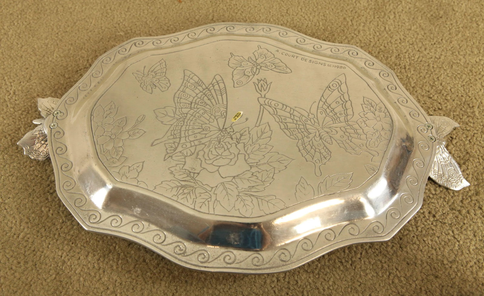 Arthur Court Aluminum Butterfly Serving Tray - 8