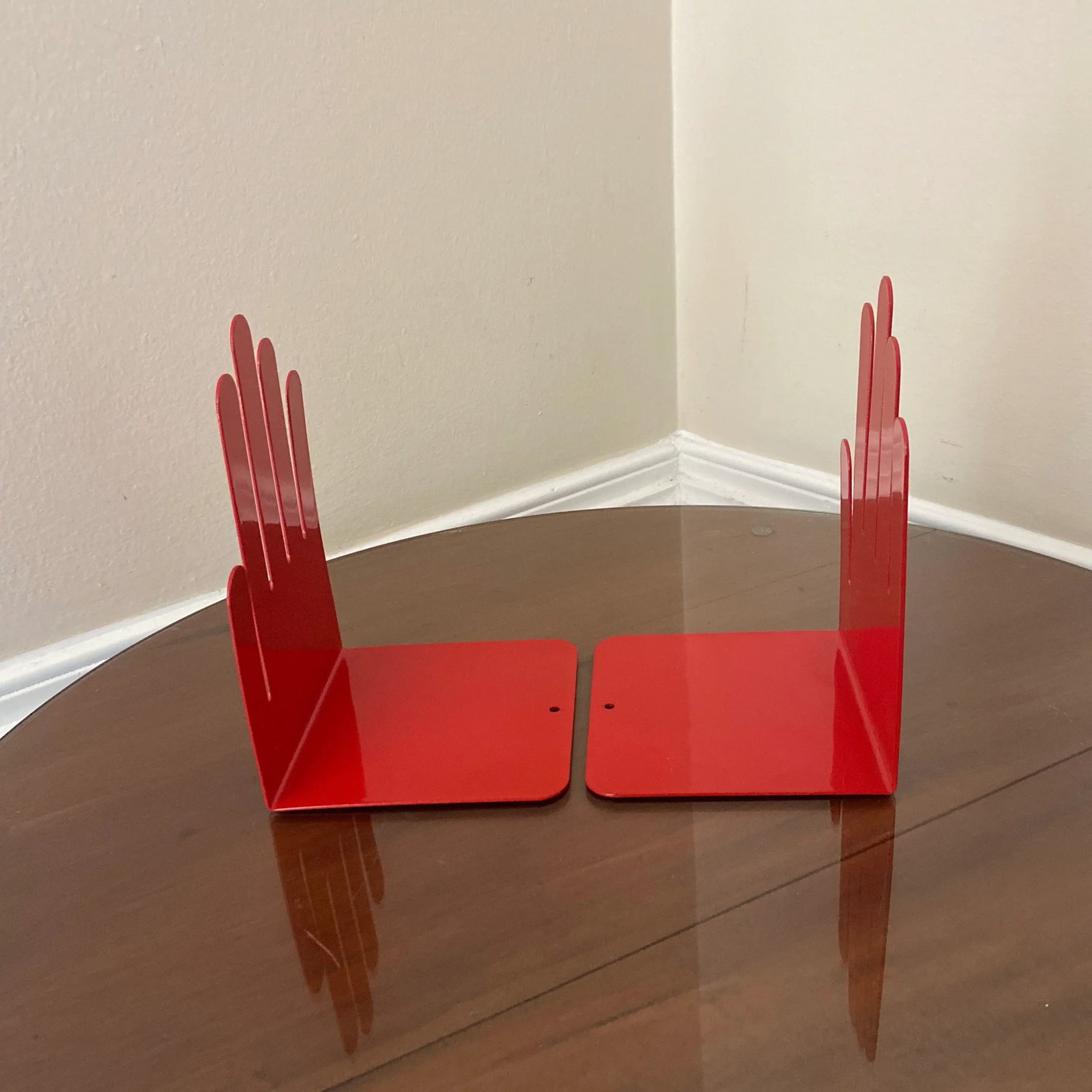 Vintage Spectrum Red Metal Hand Bookends- a Pair - 3