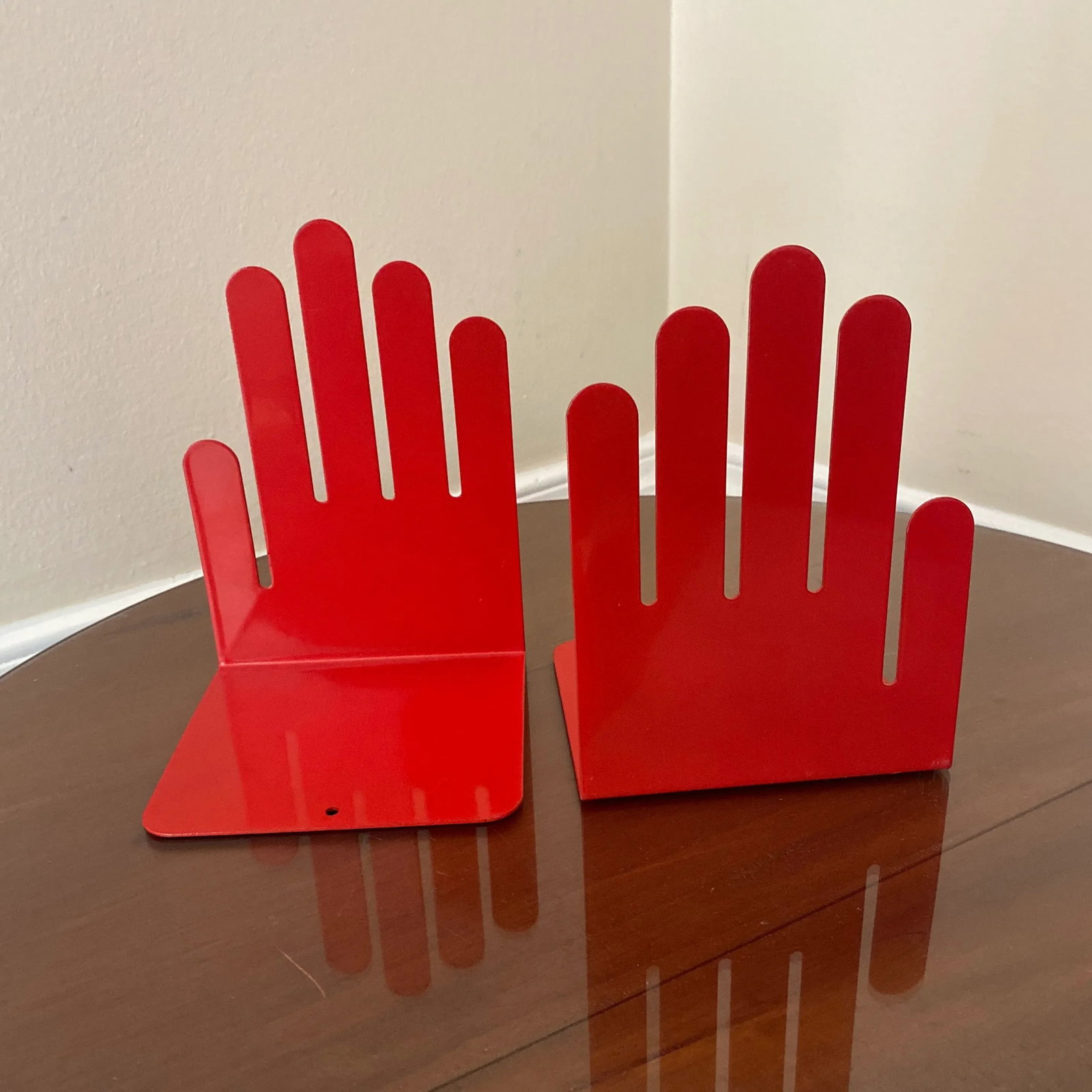Vintage Spectrum Red Metal Hand Bookends- a Pair - 4
